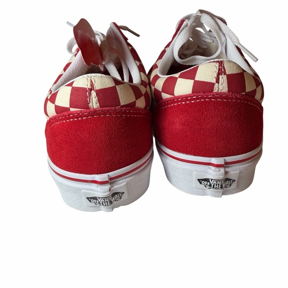 Vans Red White Old Skool Checkerboard Sneakers Lace Up Low Top Women 10 NEW - Picture 5 of 6